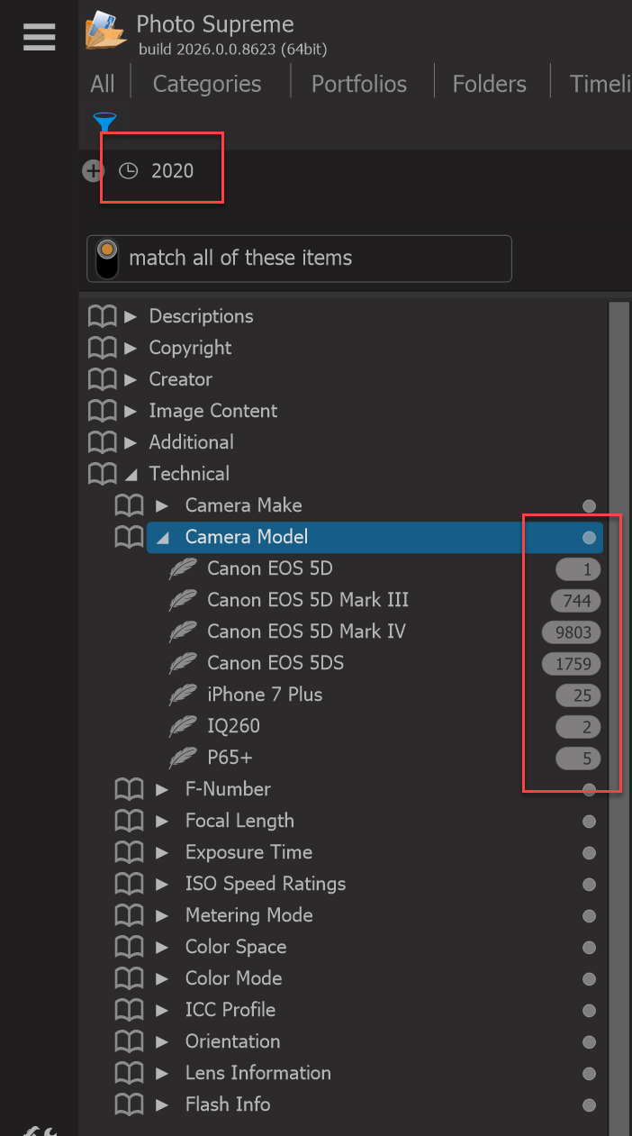 Photo Supreme screen for Catalog Filtering