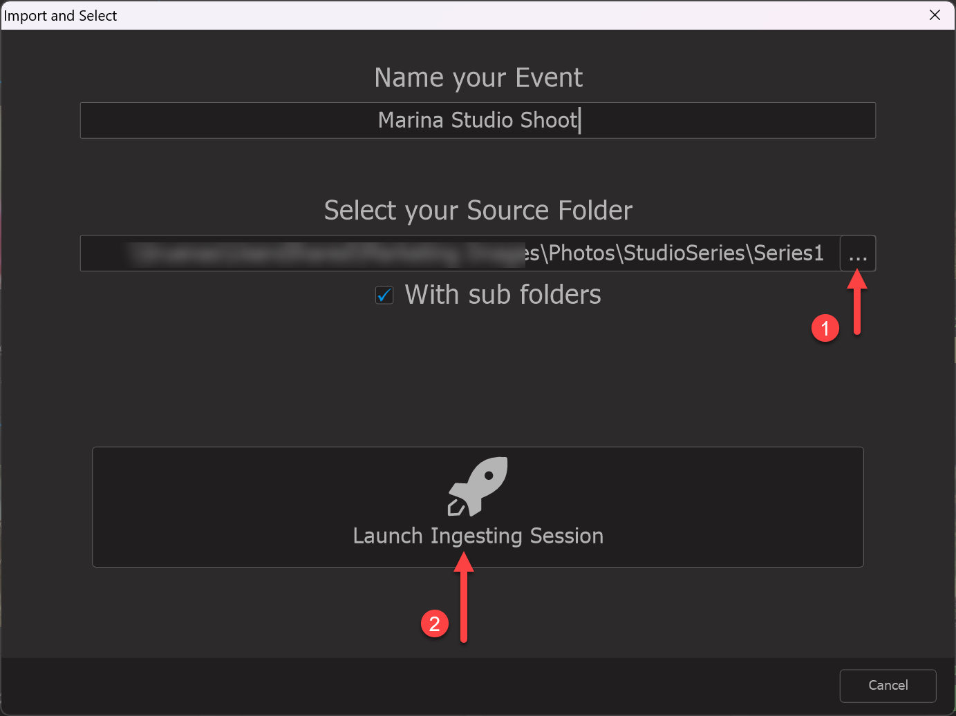 Photo Supreme screen for Import and Select