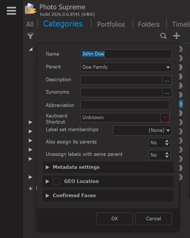 Photo Supreme screen for Creating Catalog Labels