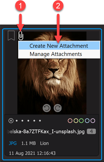 Photo Supreme screen for Image Attachments