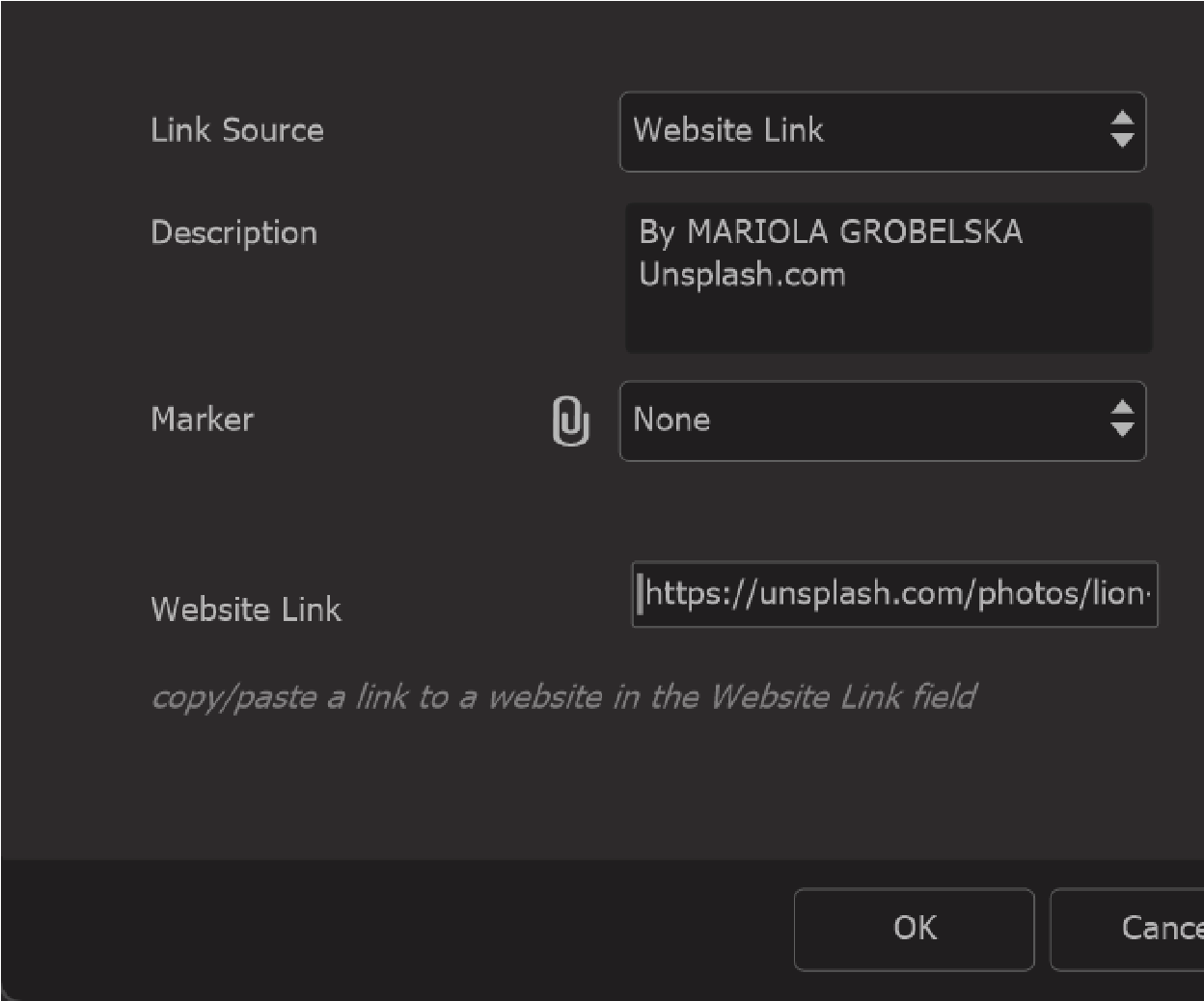 Photo Supreme screen for Image Attachments