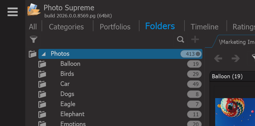 Photo Supreme screen for Setting a Top-Level Folder