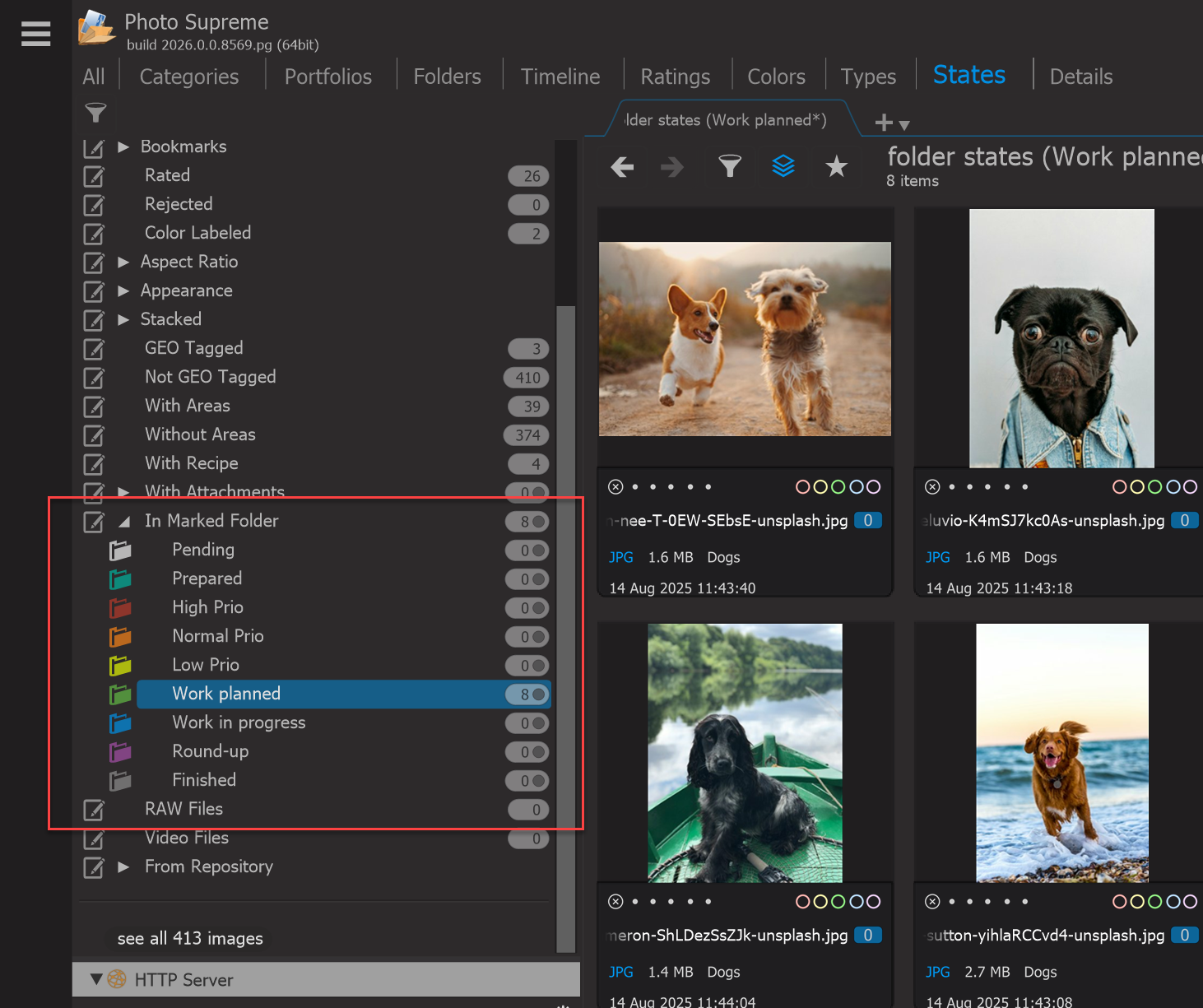 Photo Supreme screen for Marking Folders