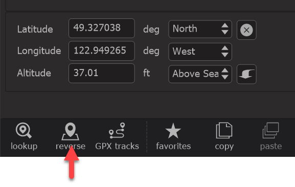 Photo Supreme screen for Get the details based on coordinates (reverse lookup).