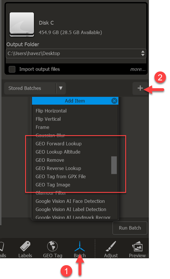 Photo Supreme screen for GEO Batch processing