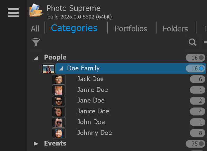 Photo Supreme screen for Catalog Explorer Searches