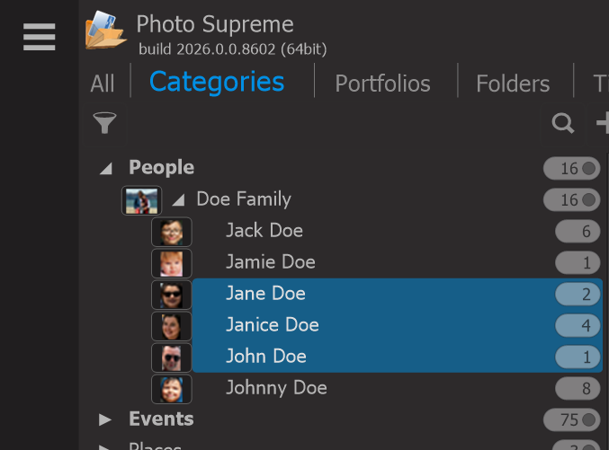 Photo Supreme screen for Catalog Explorer Searches