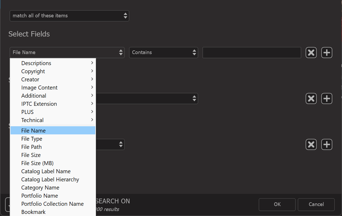 Photo Supreme screen for Advanced Search