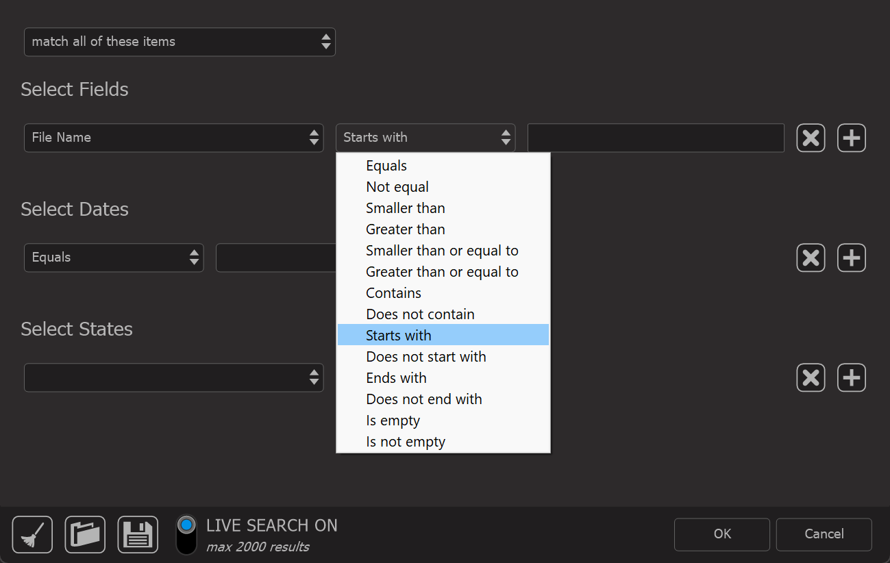 Photo Supreme screen for Advanced Search