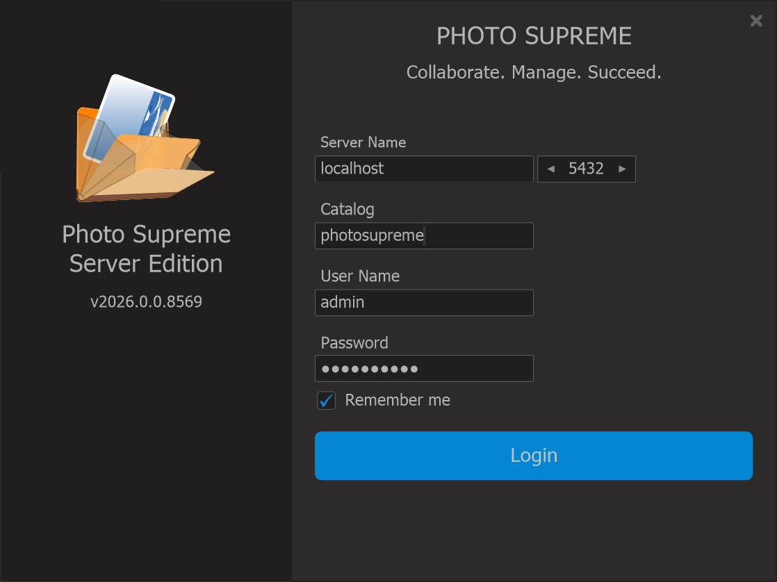 Photo Supreme screen for Installing Photo Supreme Server